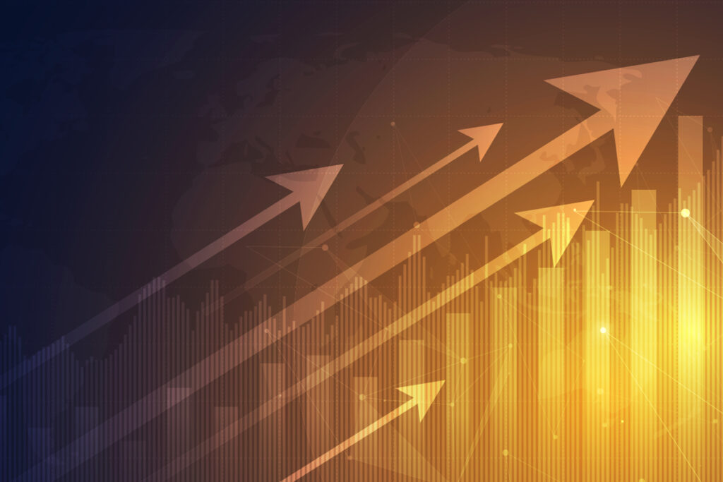 This image shows the graph rising with these 7 human resource management tips